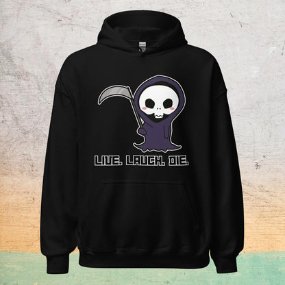 Essential Crew Hoodie - Live Laugh Die