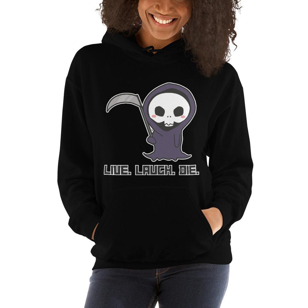 Essential Crew Hoodie - Live Laugh Die