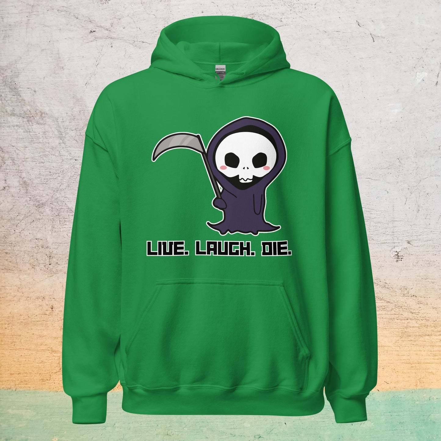 Essential Crew Hoodie - Live Laugh Die