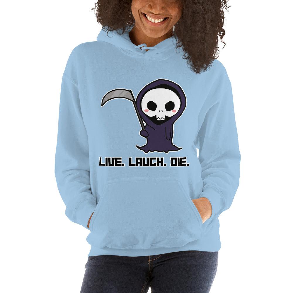 Essential Crew Hoodie - Live Laugh Die