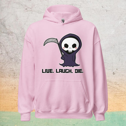 Essential Crew Hoodie - Live Laugh Die