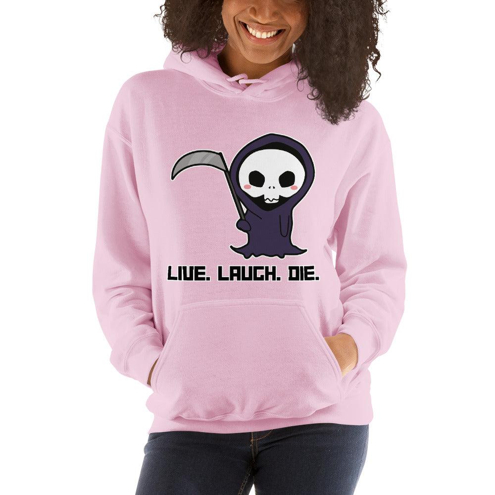 Essential Crew Hoodie - Live Laugh Die