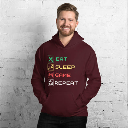 Essential Crew Hoodie - Eat Sleep Game Repeat