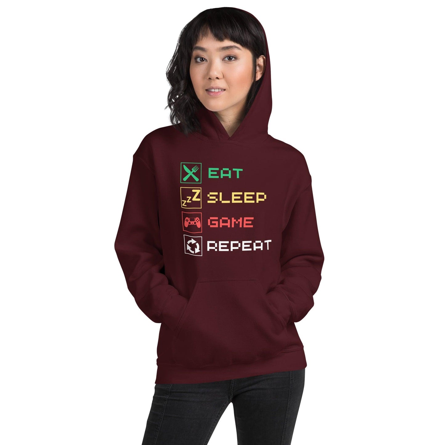 Essential Crew Hoodie - Eat Sleep Game Repeat