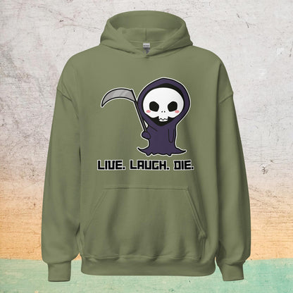 Essential Crew Hoodie - Live Laugh Die