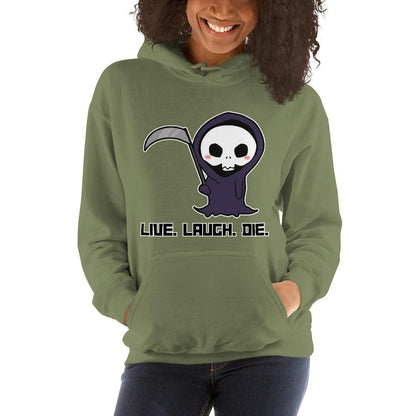 Essential Crew Hoodie - Live Laugh Die