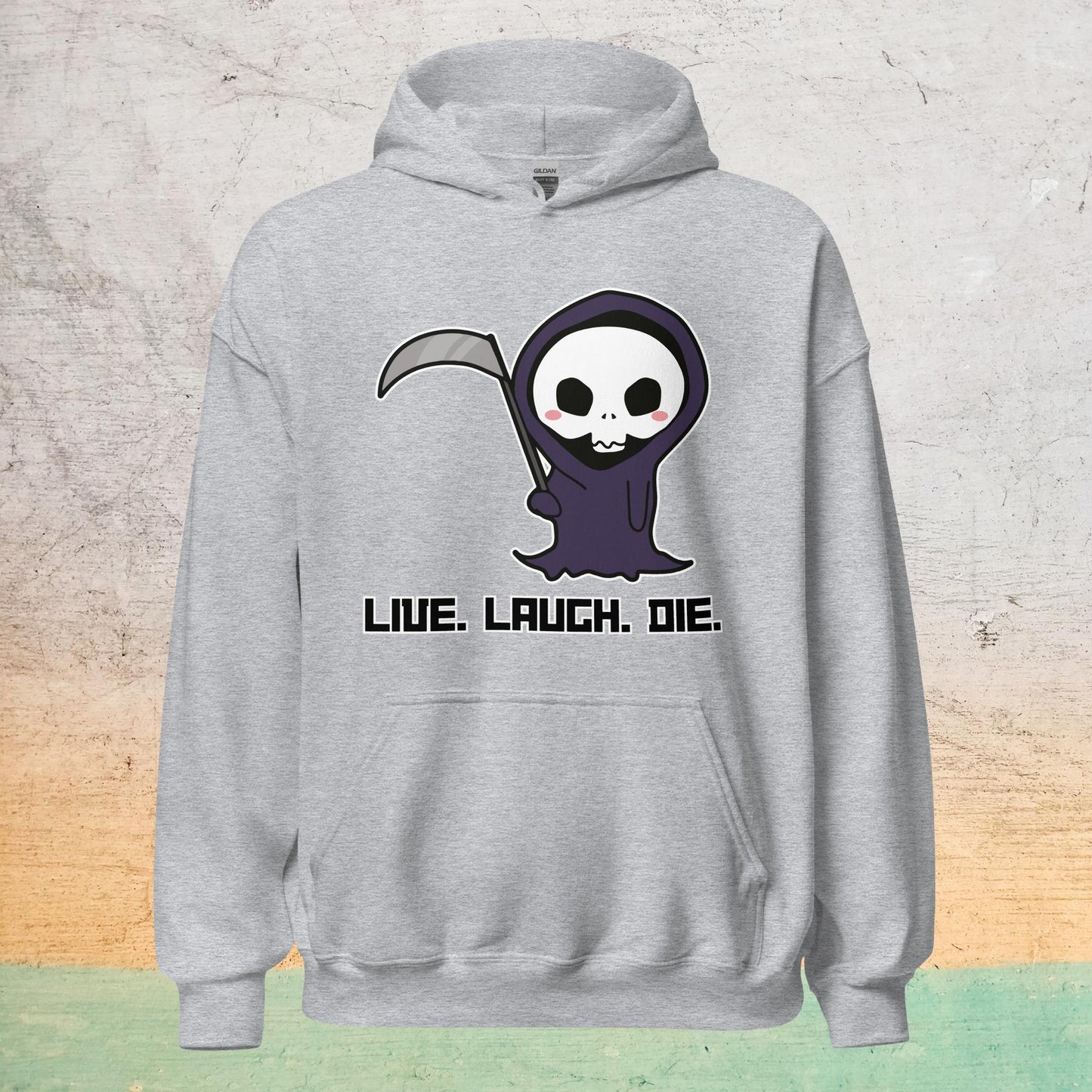 Essential Crew Hoodie - Live Laugh Die