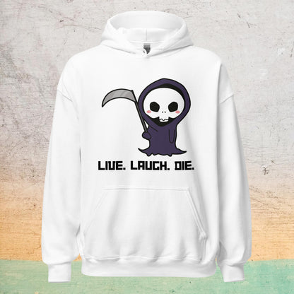 Essential Crew Hoodie - Live Laugh Die