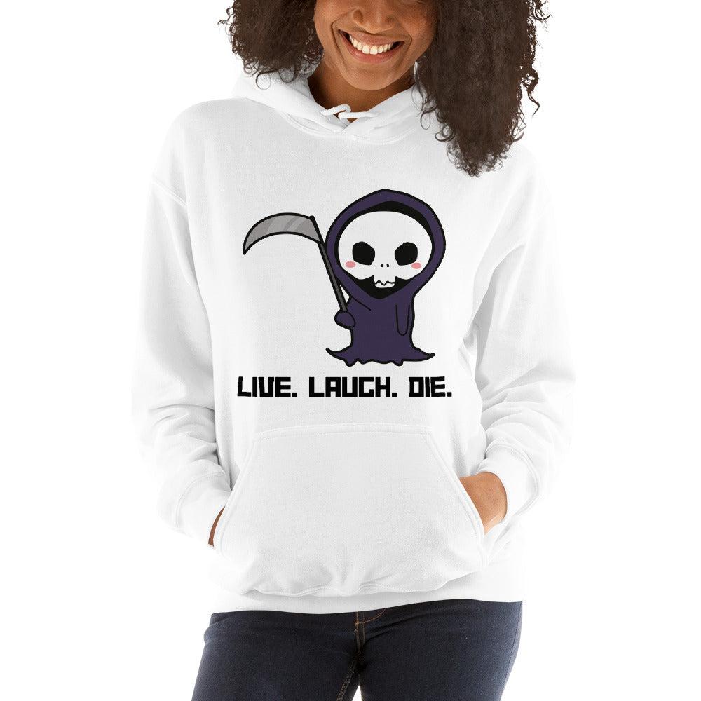 Essential Crew Hoodie - Live Laugh Die