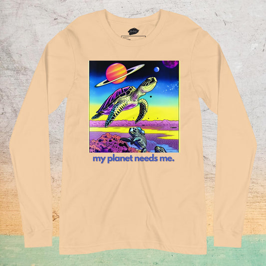 Premium Crew Long Sleeve Tee - My Planet Needs Me