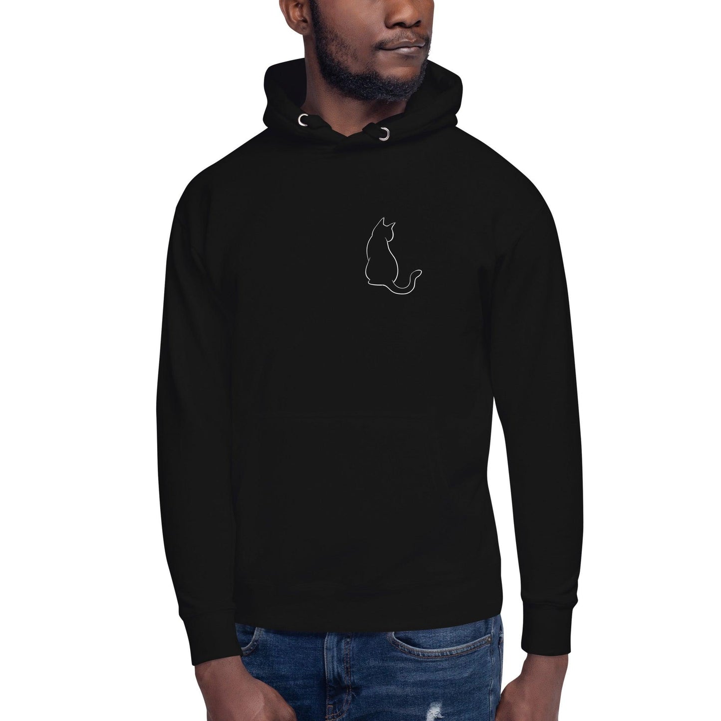 Premium Crew Hoodie - minimal cat