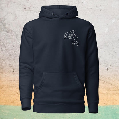 Premium Crew Hoodie - minimal dolphin