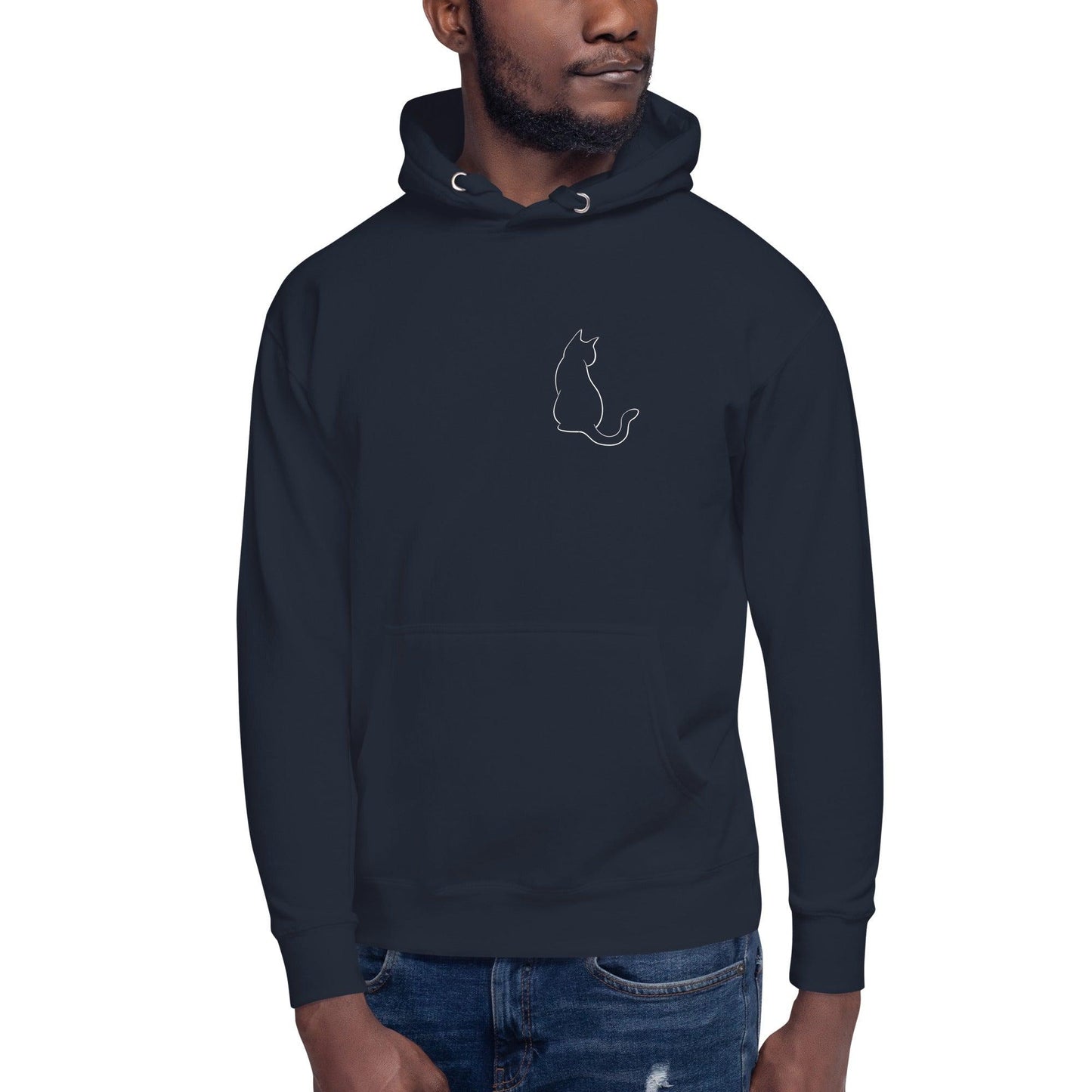 Premium Crew Hoodie - minimal cat