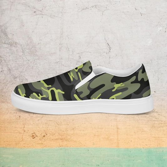 Army green men’s slip-on shoes