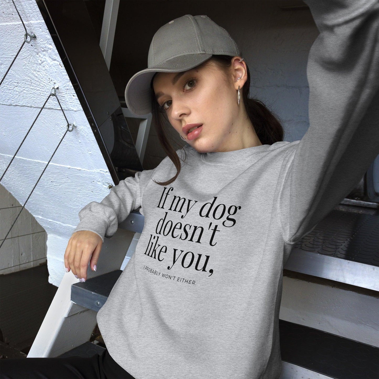 Essential Crew Sweatshirt - If my dog doesn't like you (light)