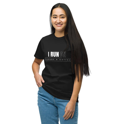 Eco-Friendly Crew Neck T-Shirt - I run on scrubs & coffee