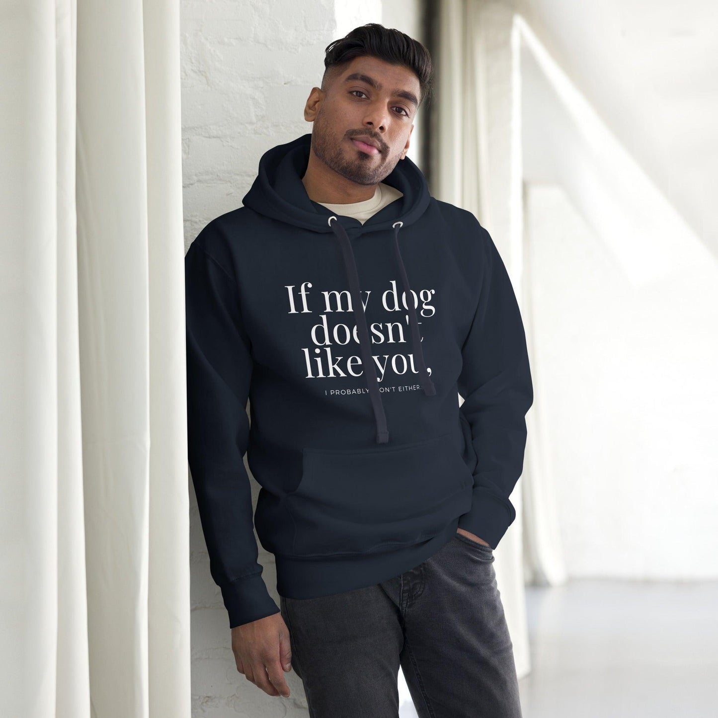 Premium Crew Hoodie - If my dog doesn't like you (dark)