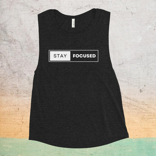 Women's Premium Muscle Tank - Stay Focused (dark)